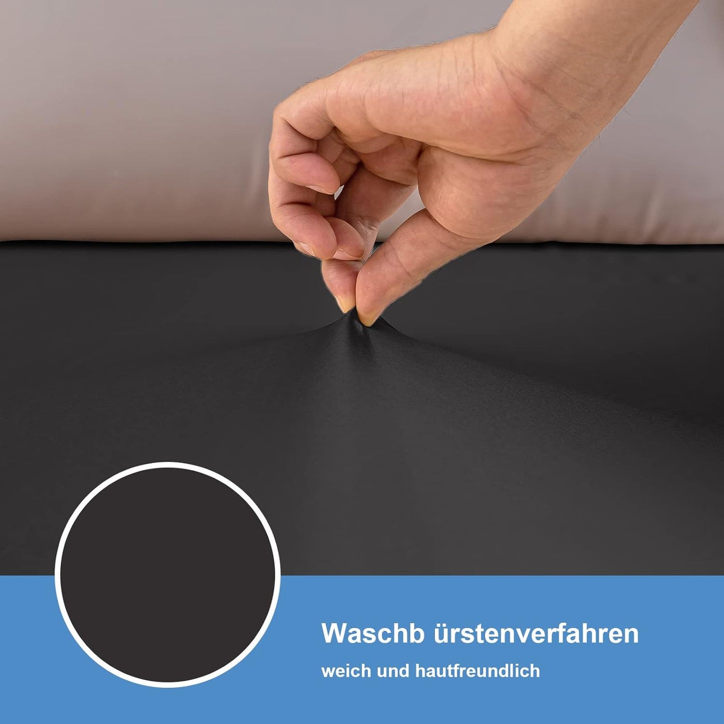 Satin-Spannbettlaken Schwarz