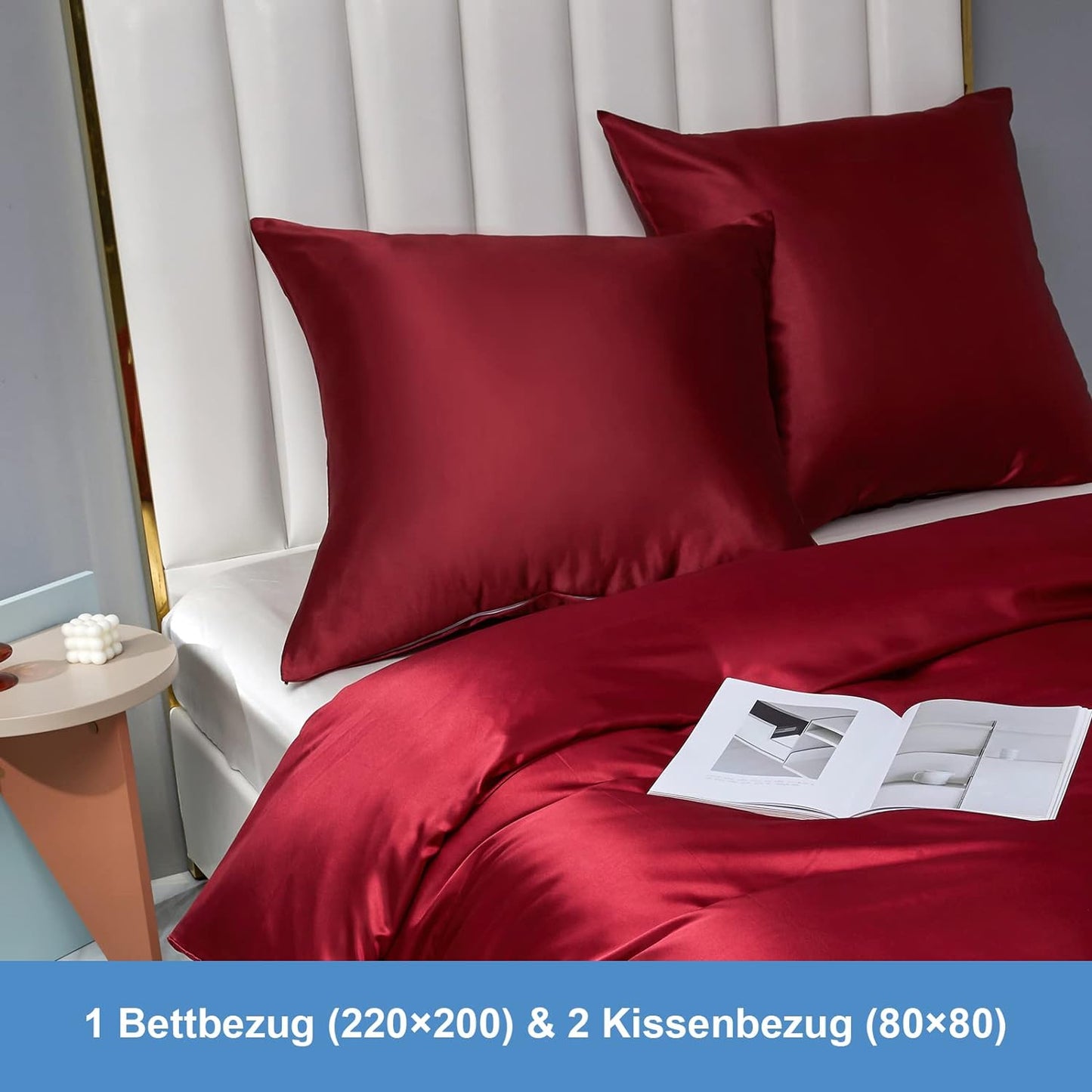 Satin-Bettwäsche Set Weinrot