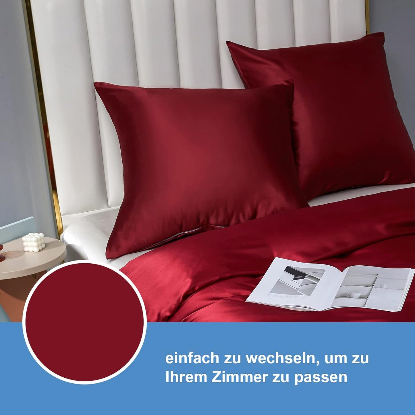 Satin-Bettwäsche Set Weinrot