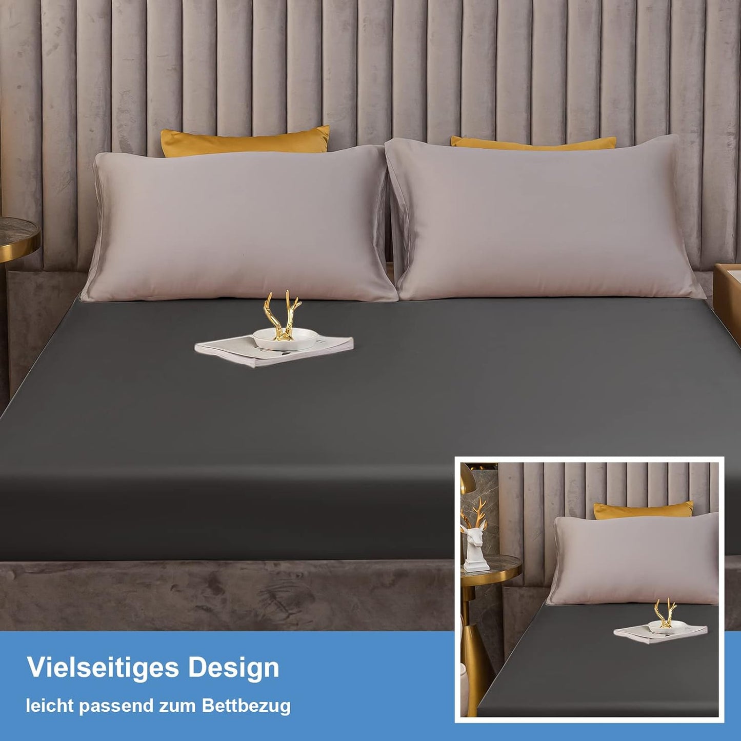 Satin-Spannbettlaken Dunkelgrau