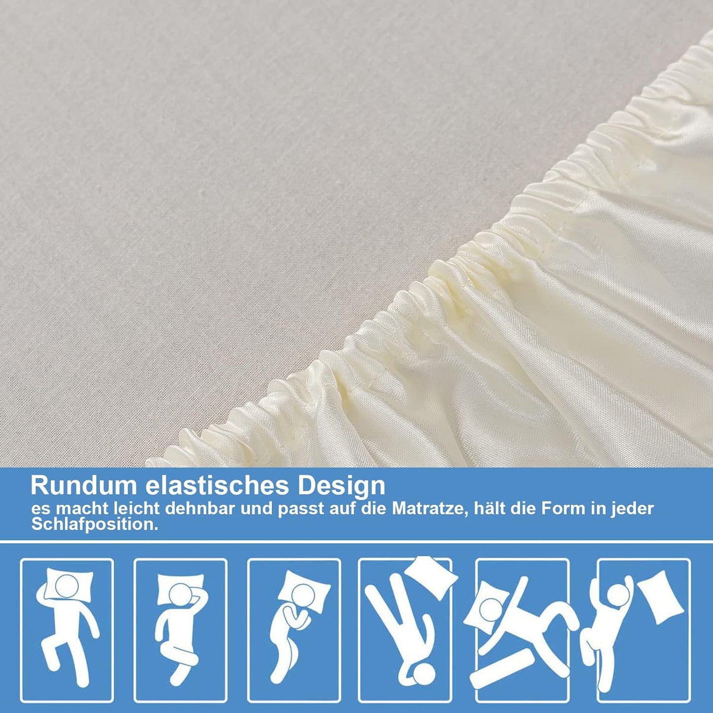 Satin-Spannbettlaken Weiß