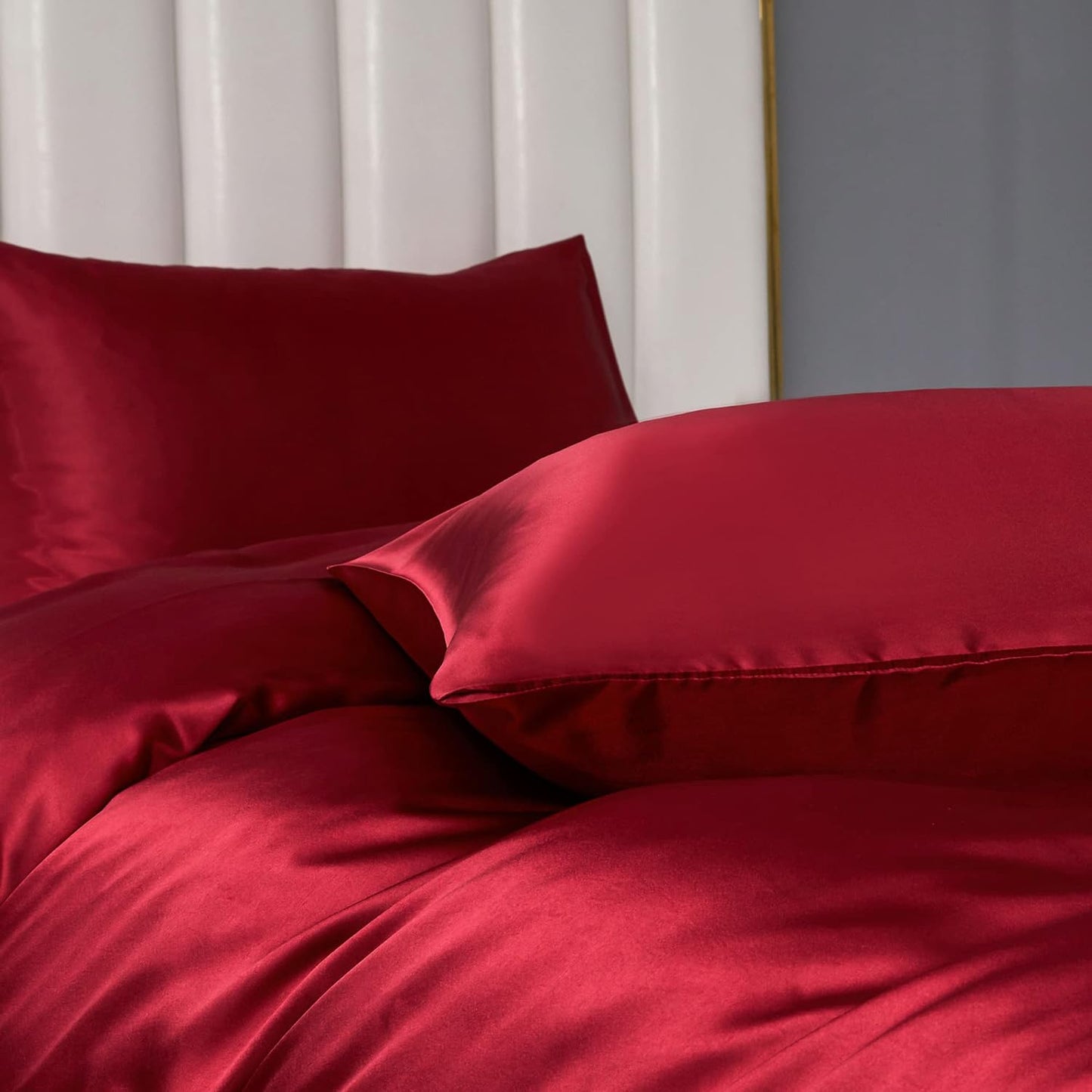 Satin-Bettwäsche Set Weinrot