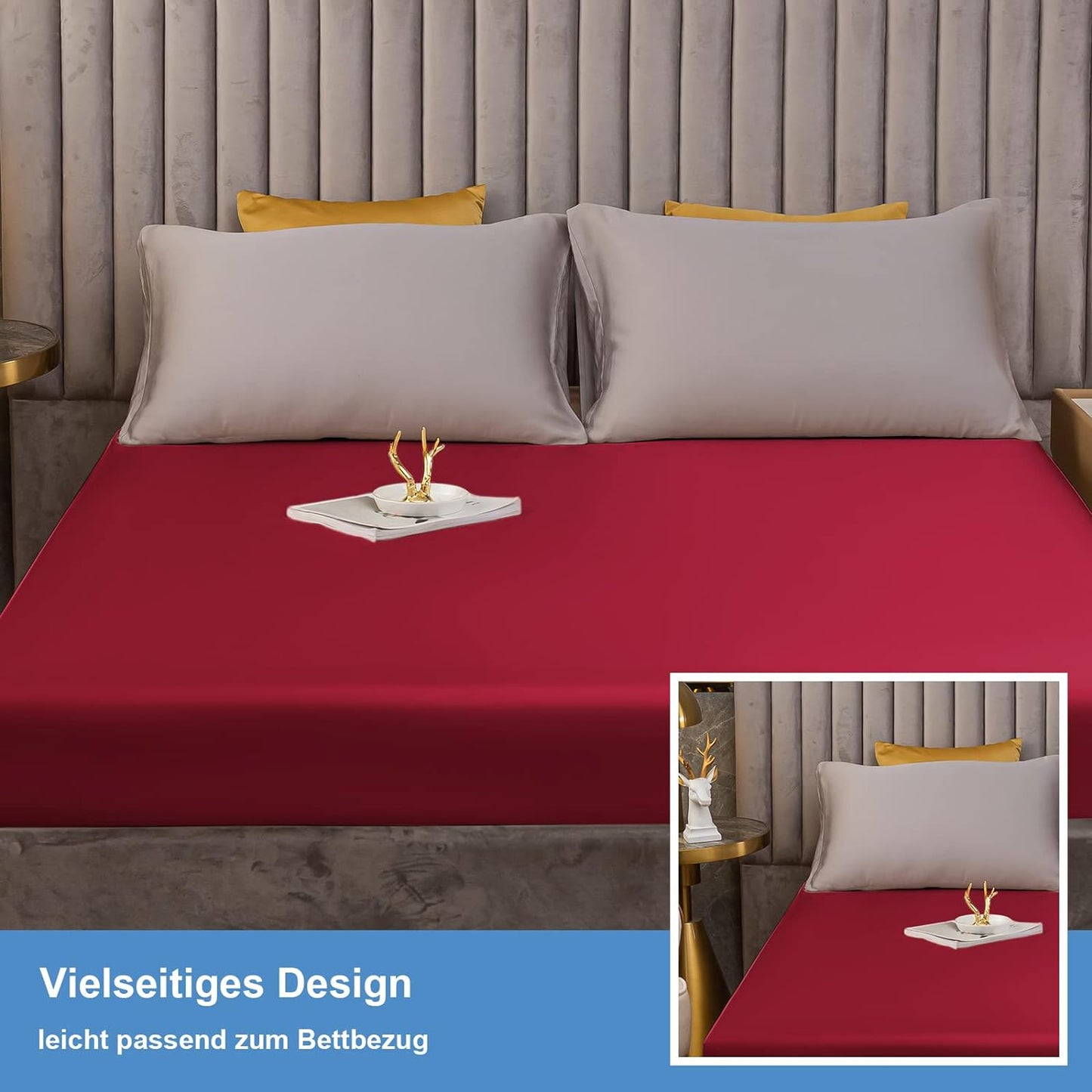 Satin-Spannbettlaken Weinrot