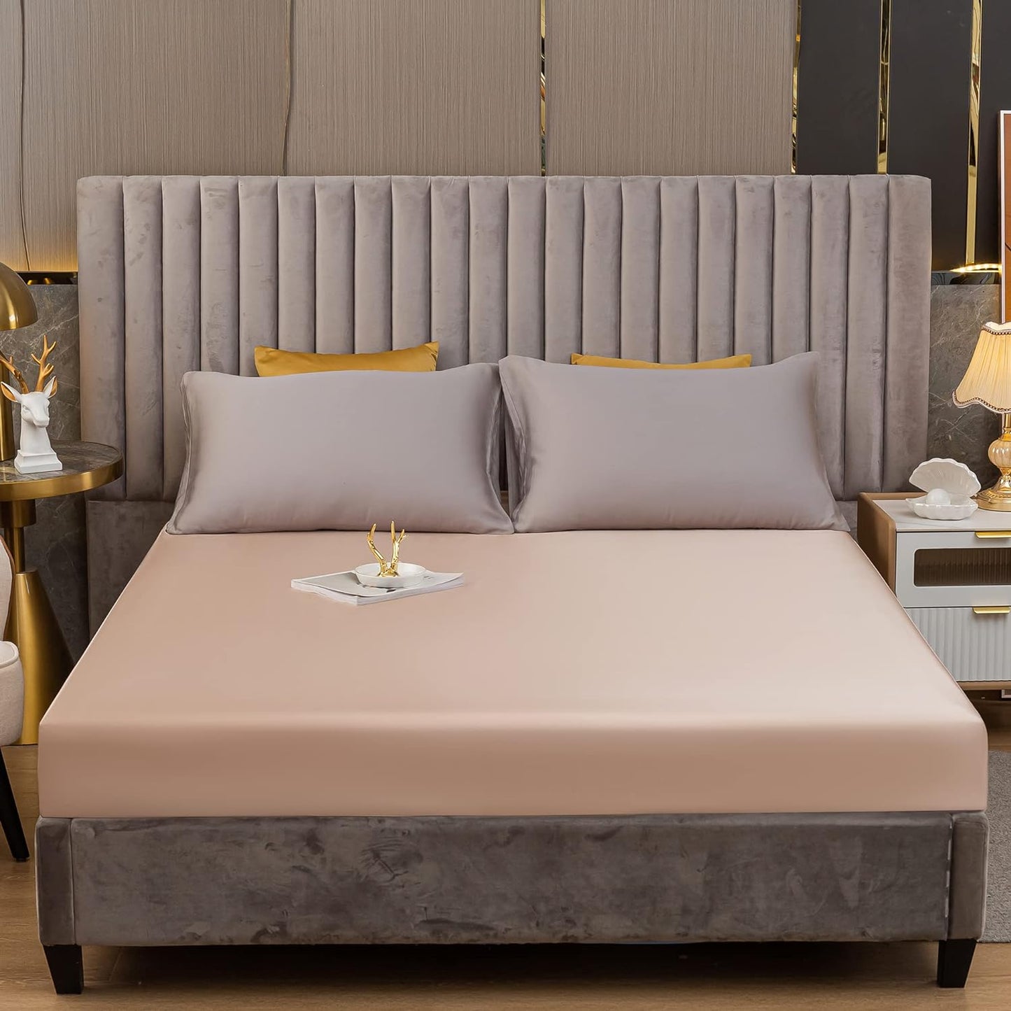 Satin-Spannbettlaken Beige