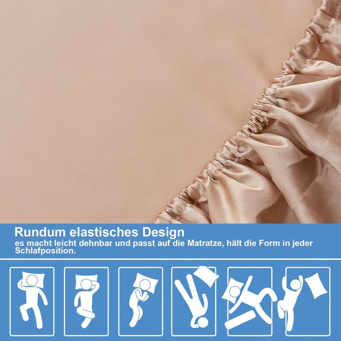 Satin-Spannbettlaken Beige