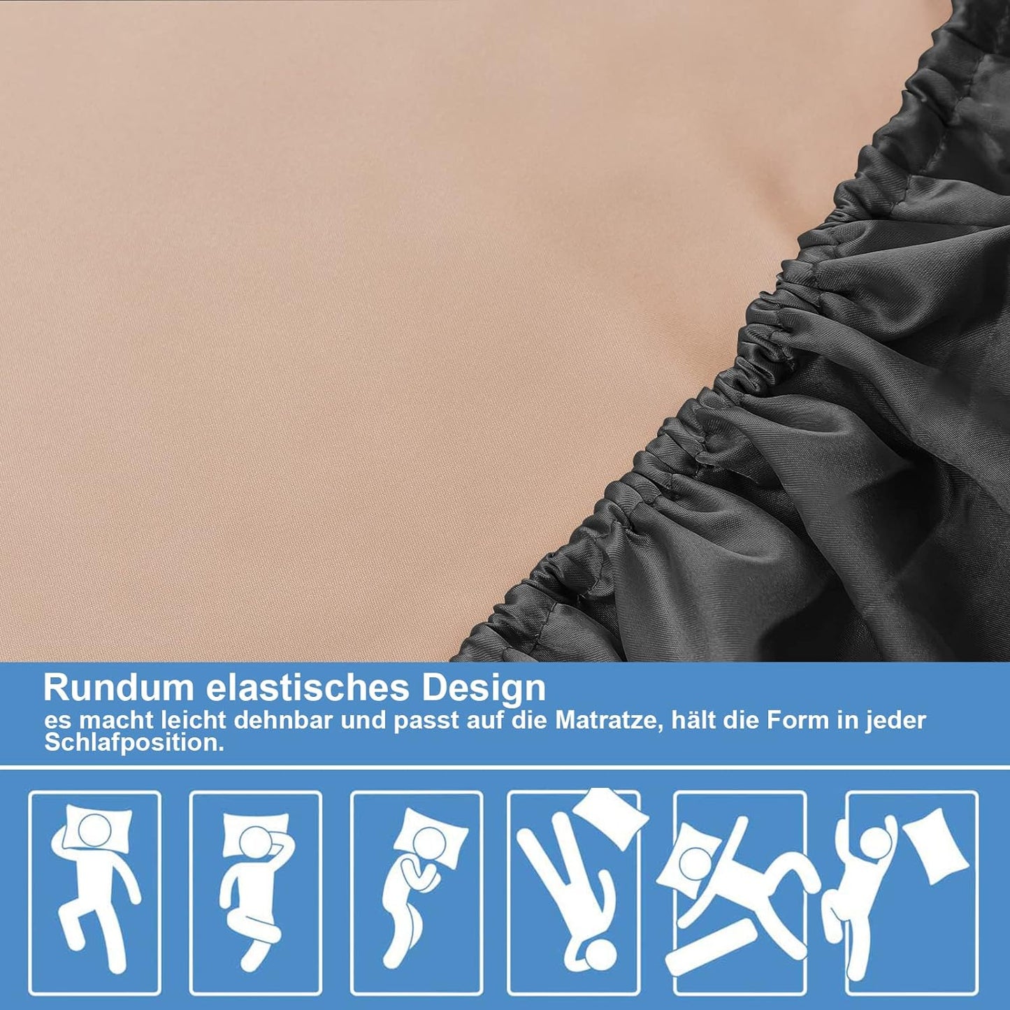 Satin-Spannbettlaken Dunkelgrau