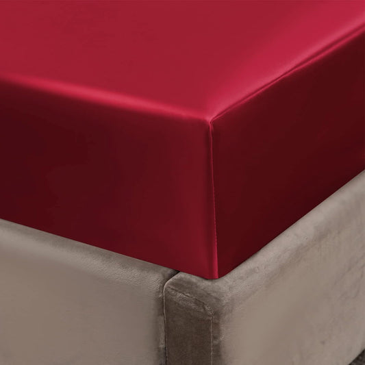 Satin-Spannbettlaken Weinrot