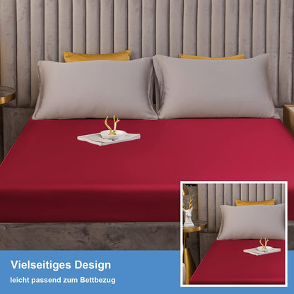 Satin-Spannbettlaken Weinrot