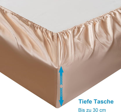 Satin-Spannbettlaken Beige