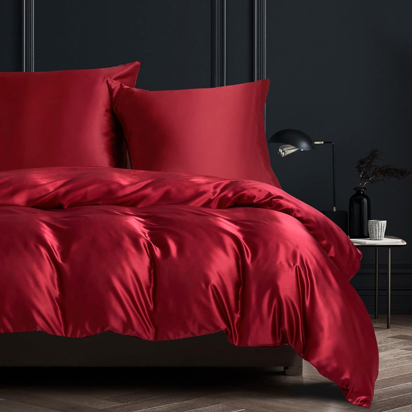 Satin-Bettwäsche Set Weinrot