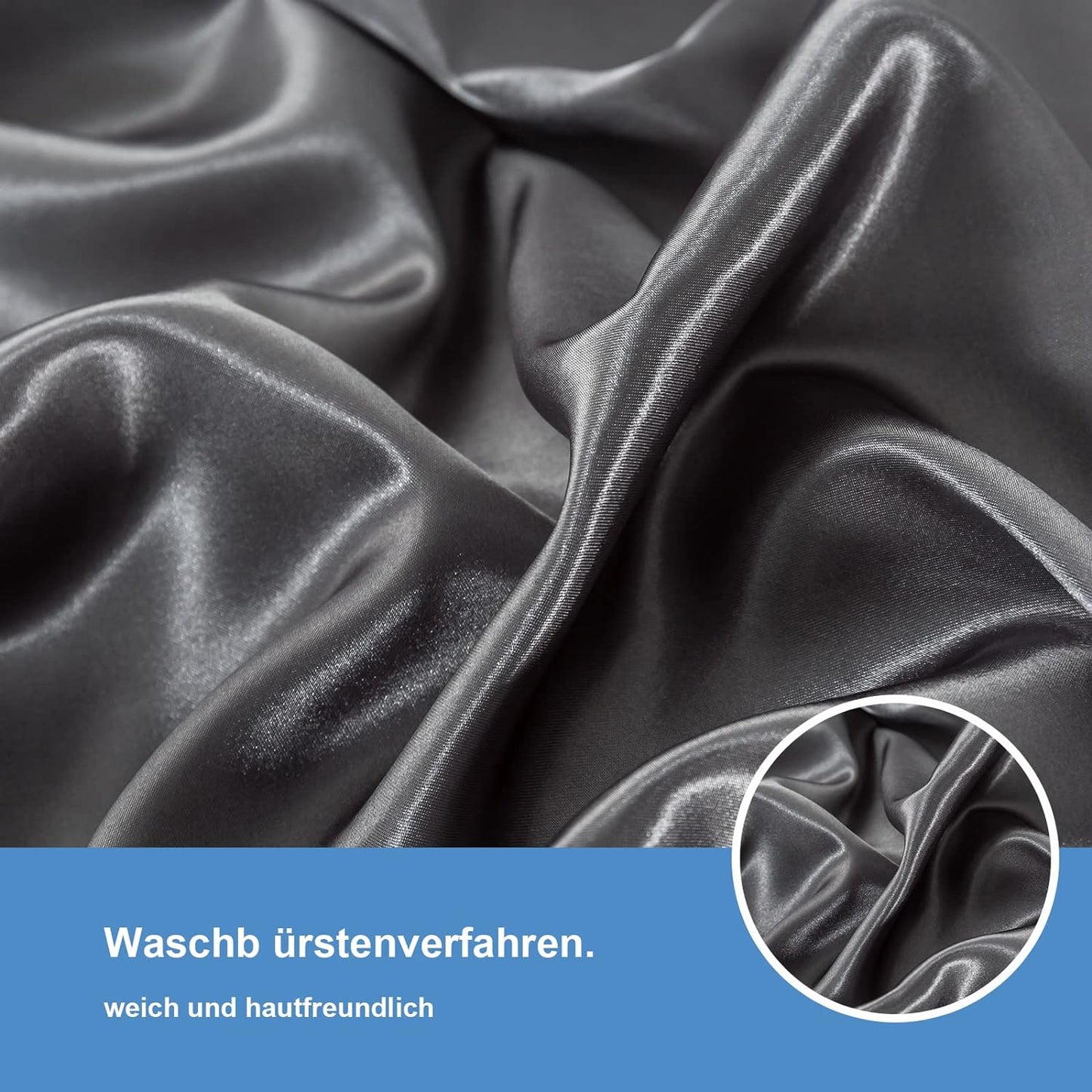 Satin-Bettwäsche Set Dunkel Grau